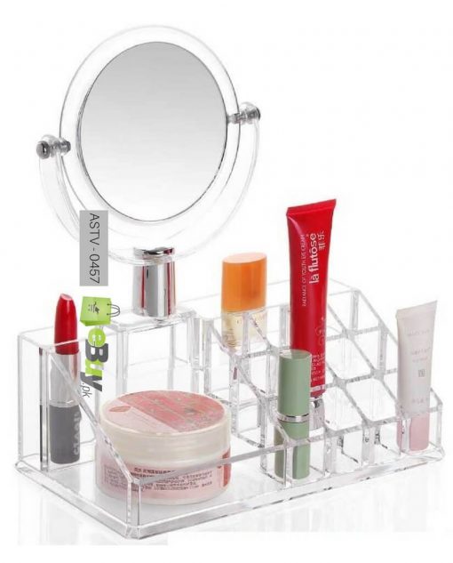 Acrylic Lipstick Cosmetic Organizer With Mirror