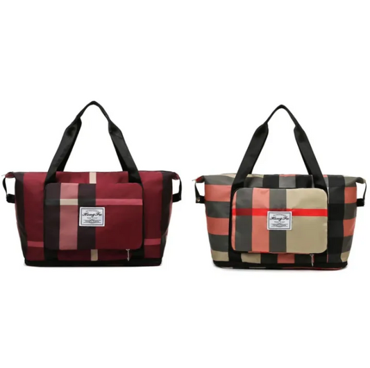 Checks Design Expandable Travel Bag