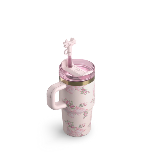 Mini Stanley Quencher H2.0 Tumbler 20 oz - LoveShackFancy Holiday Blush Pink