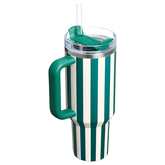 Stanley Quencher H2.0 Tumbler 40 oz - Cabana Stripes Emerald