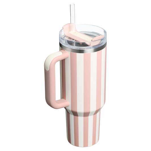 Stanley Quencher H2.0 Tumbler 40 oz - Cabana Stripes Peach Whip