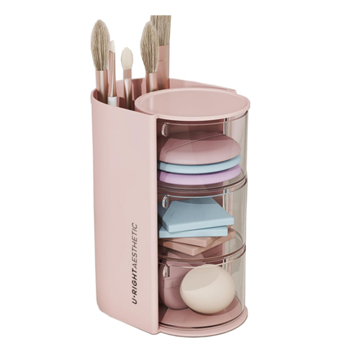 3-Layer Rotating Makeup Brush Organizer