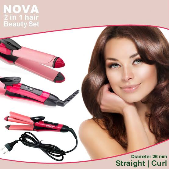 2 in 1 Hair Straight Curl