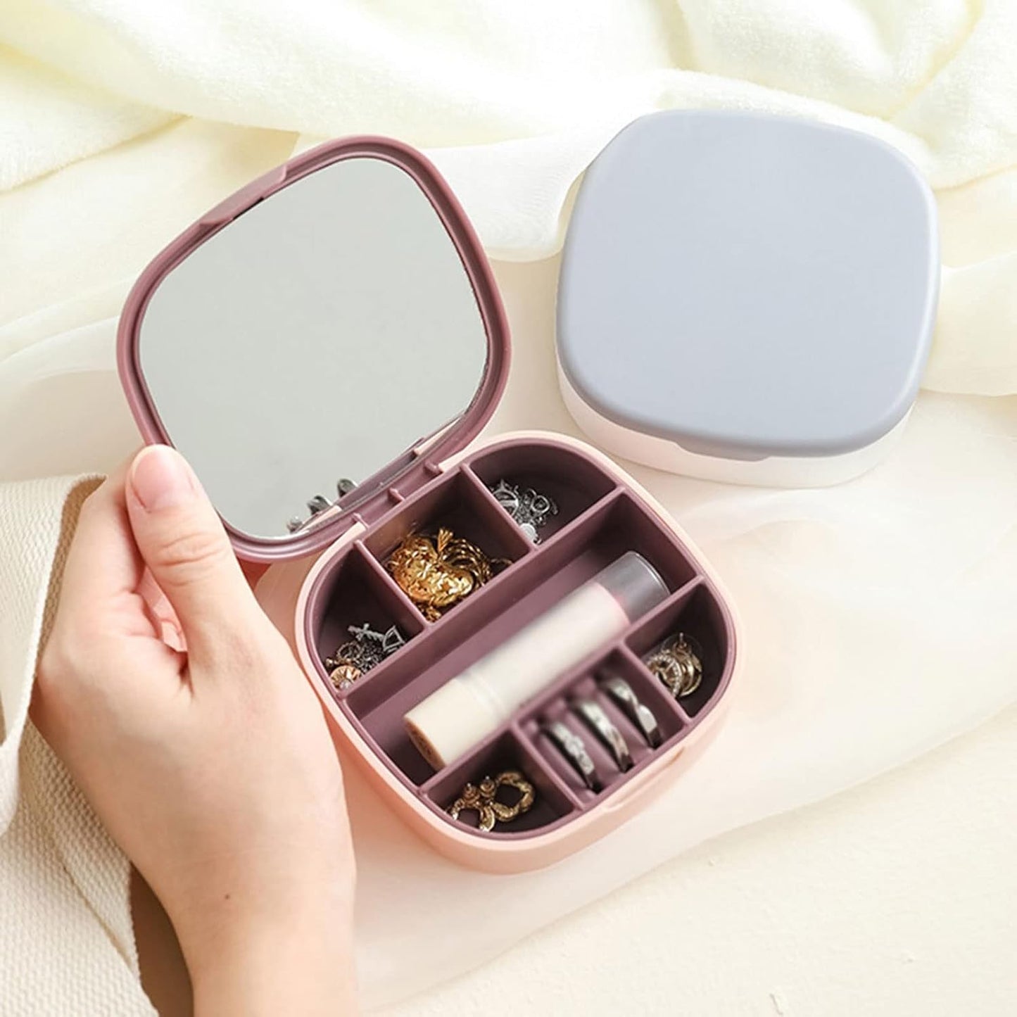 Leather Jewellery Organizer with Mirror