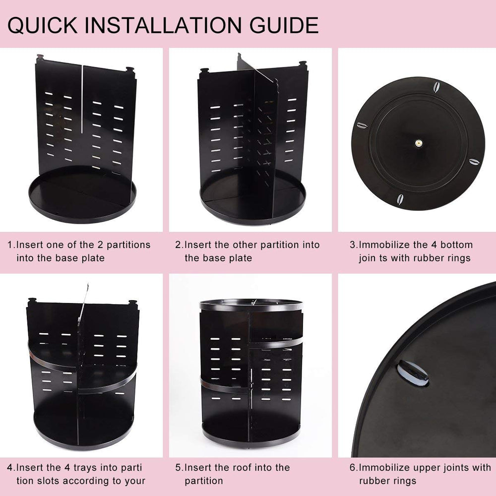 Black Rotating Makeup Organizer