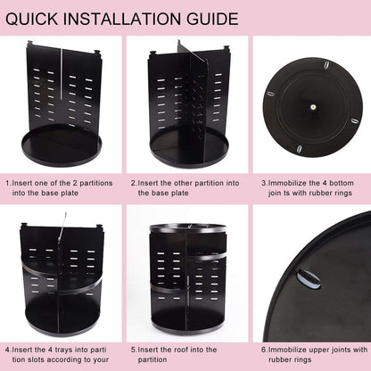 Black Rotating Makeup Organizer