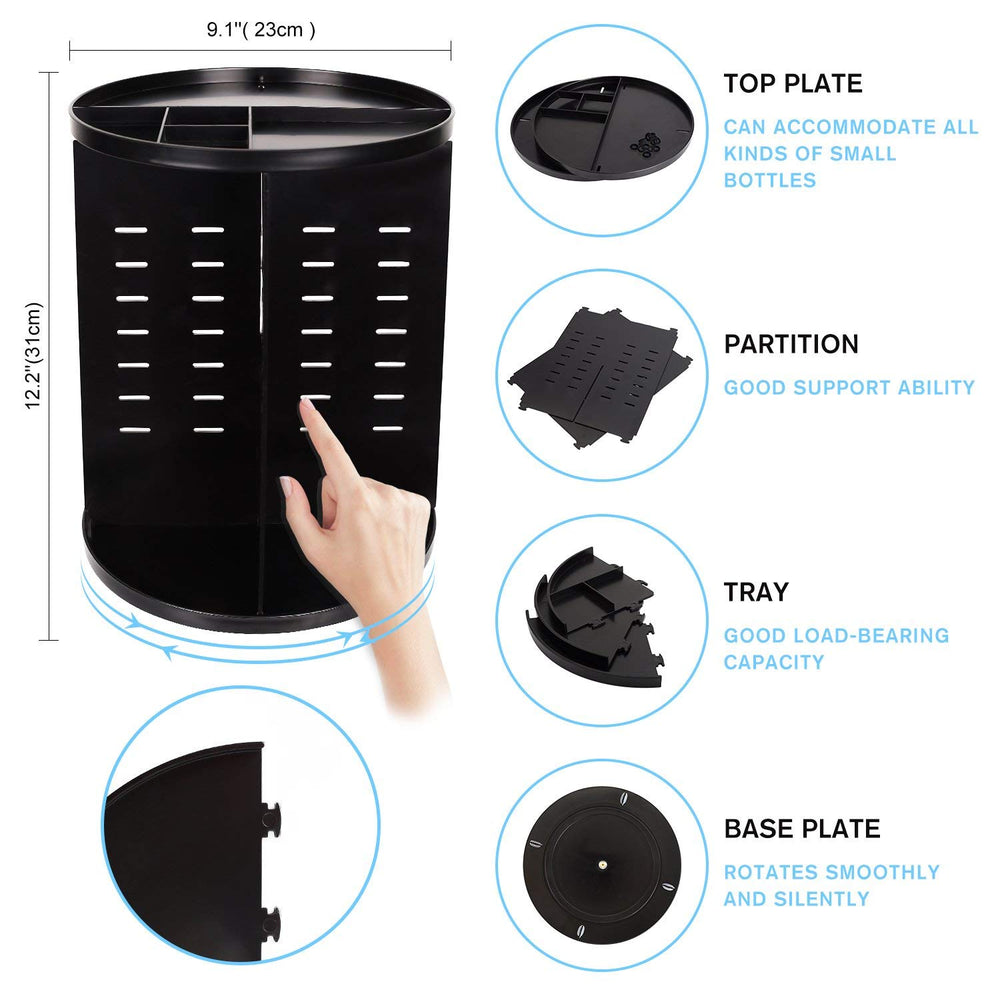 Black Rotating Makeup Organizer