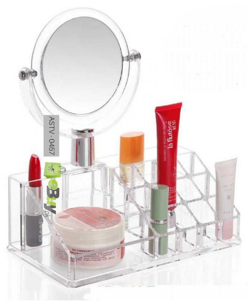 Acrylic Lipstick Cosmetic Organizer With Mirror