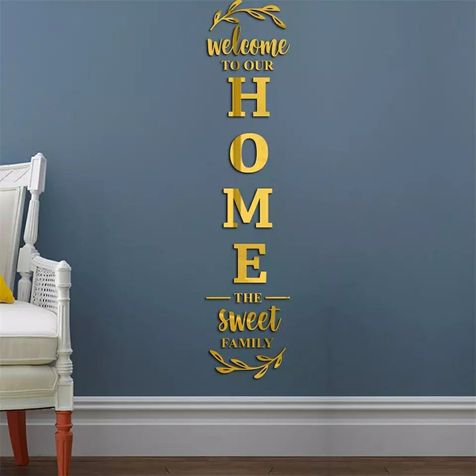 Acrylic wall decor (Welcome To Our Home) Golden