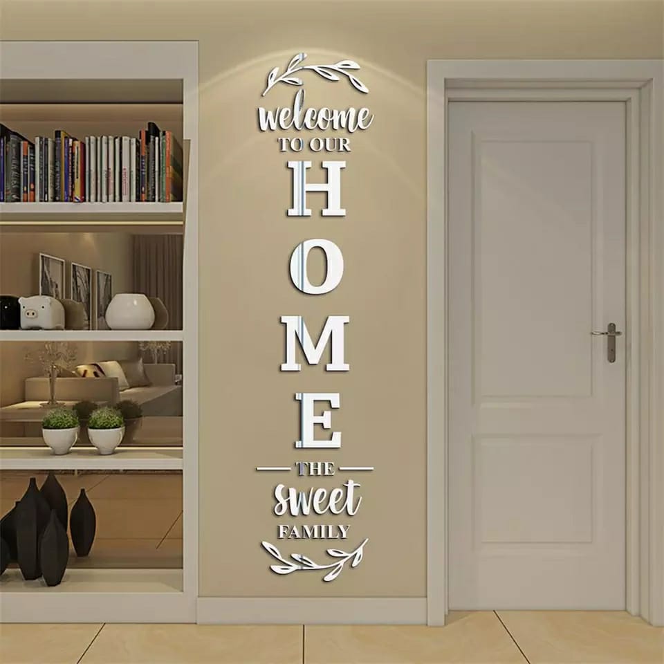 Acrylic wall decor (Welcome To Our Home) Silver