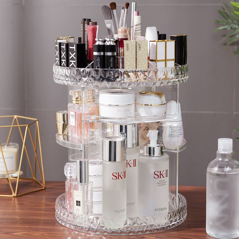 360° Rotating Makeup Organizer – 3 Layers