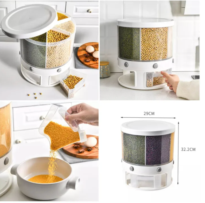 Rotating 6-in-1 Cereal Dispenser 10KG Capacity