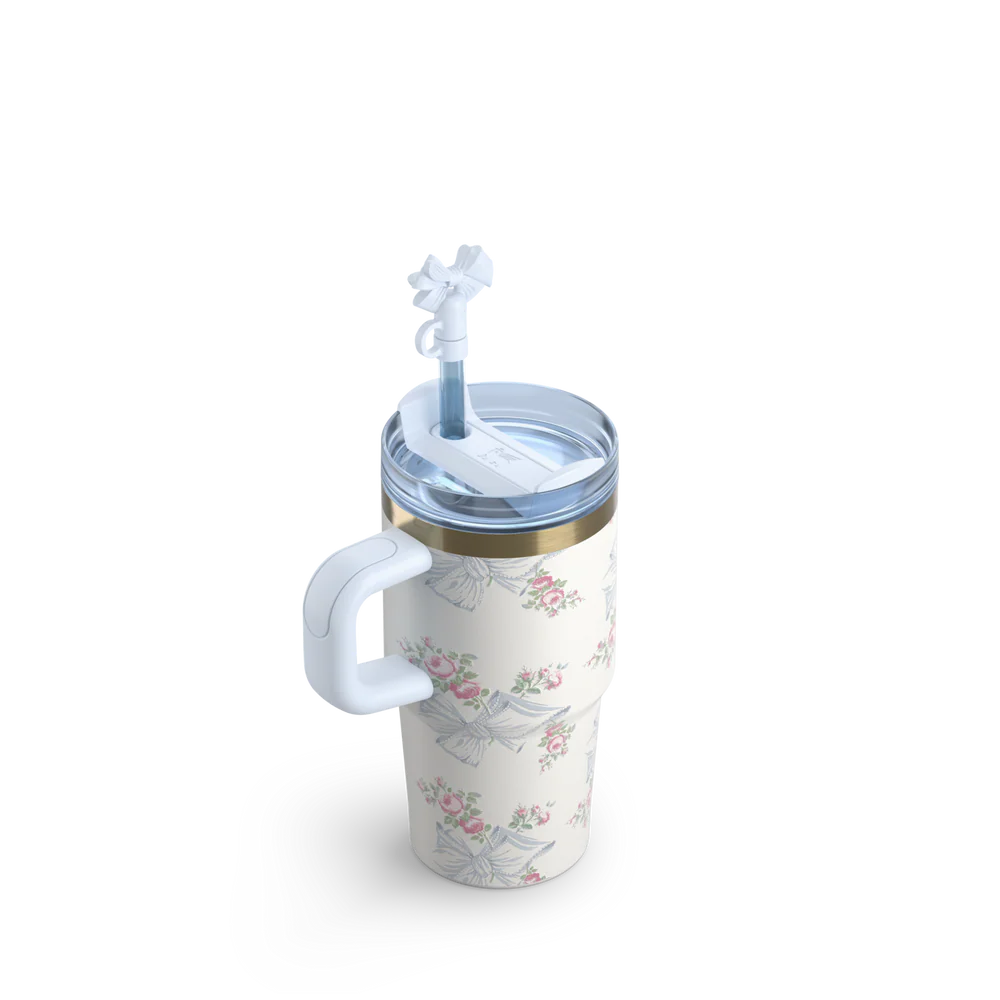 Mini Stanley Quencher H2.0 Tumbler 20 oz - LoveShackFancy Holiday Gentian Blue