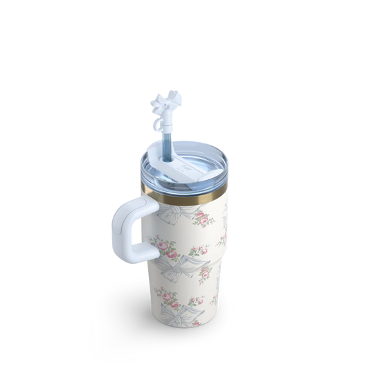 Mini Stanley Quencher H2.0 Tumbler 20 oz - LoveShackFancy Holiday Gentian Blue