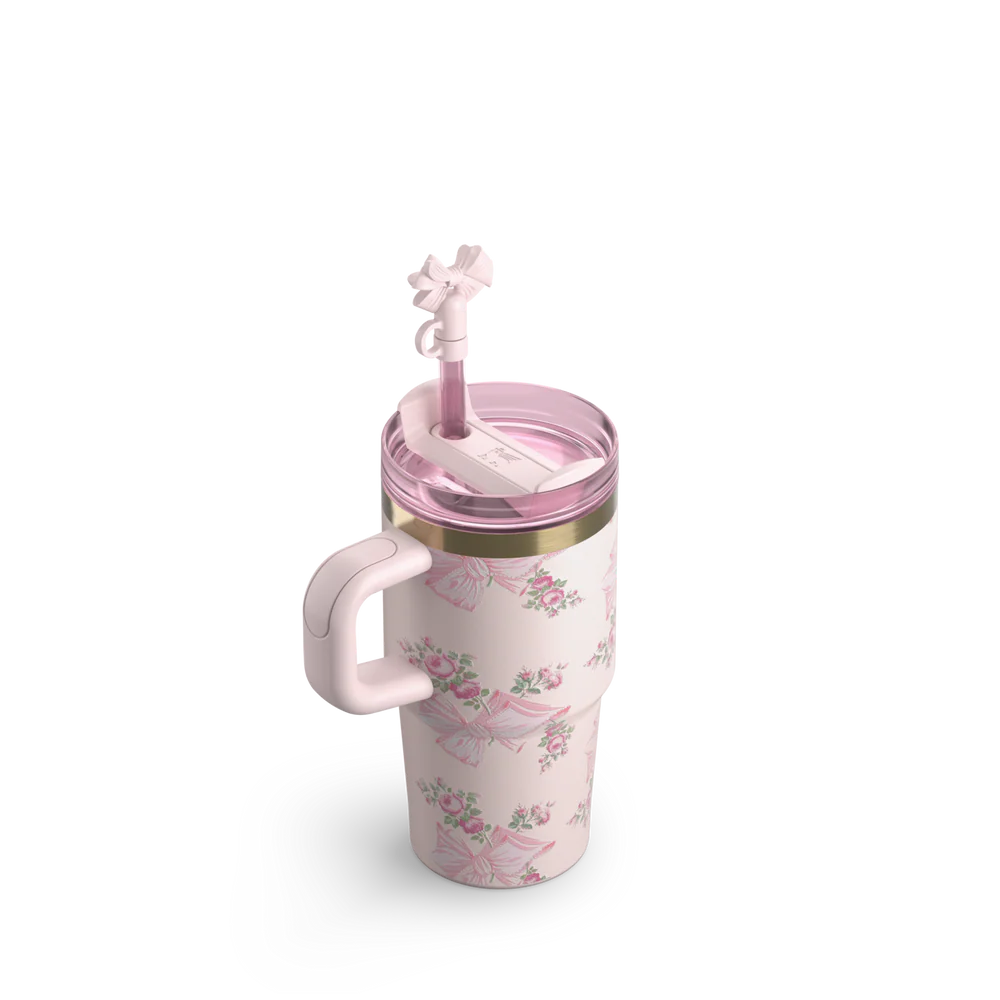 Mini Stanley Quencher H2.0 Tumbler 20 oz - LoveShackFancy Holiday Blush Pink