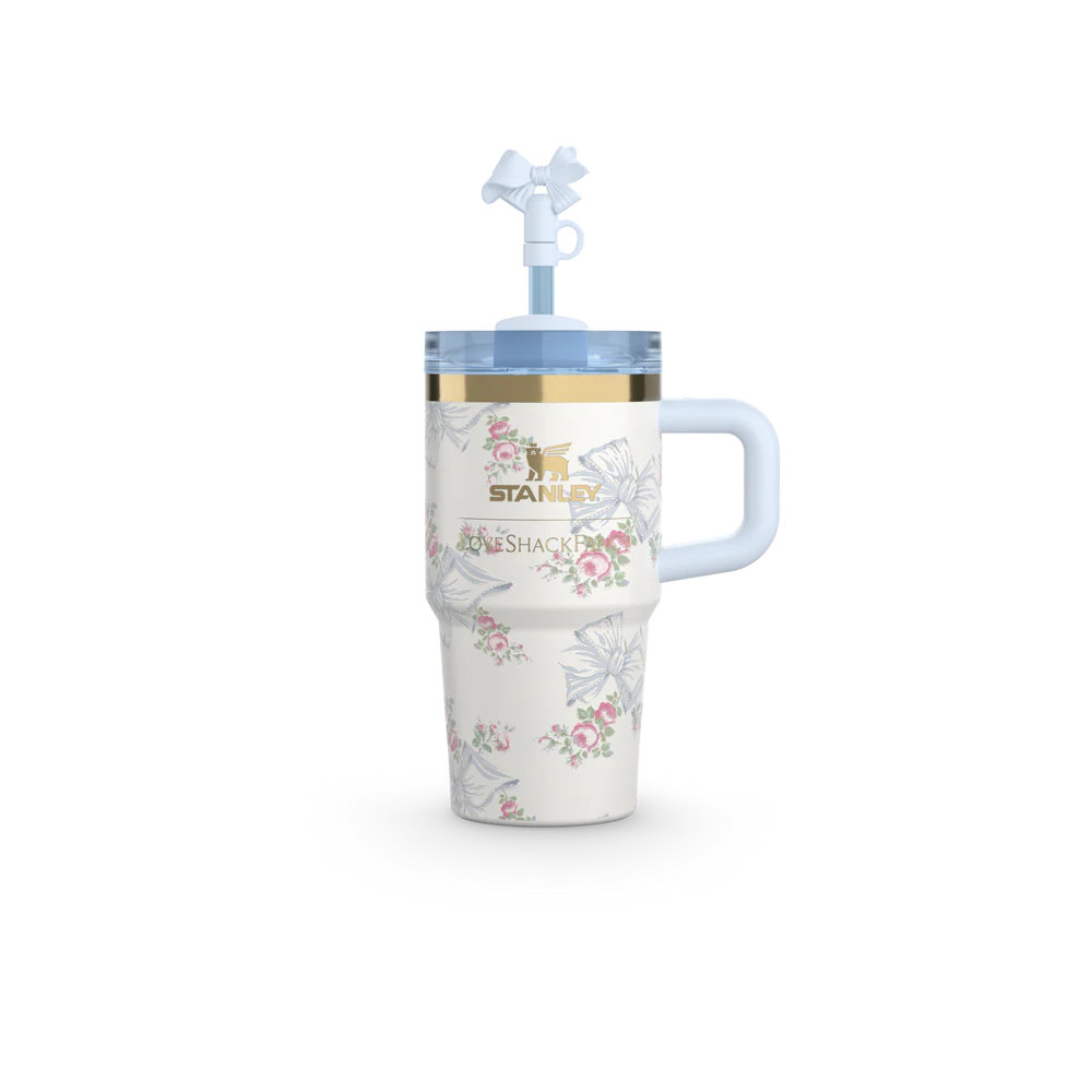 Mini Stanley Quencher H2.0 Tumbler 20 oz - LoveShackFancy Holiday Gentian Blue