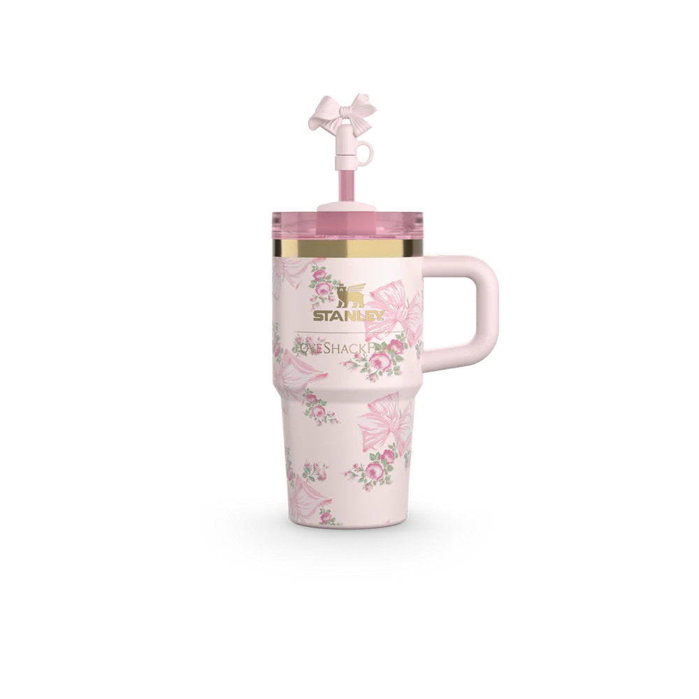 Mini Stanley Quencher H2.0 Tumbler 20 oz - LoveShackFancy Holiday Blush Pink