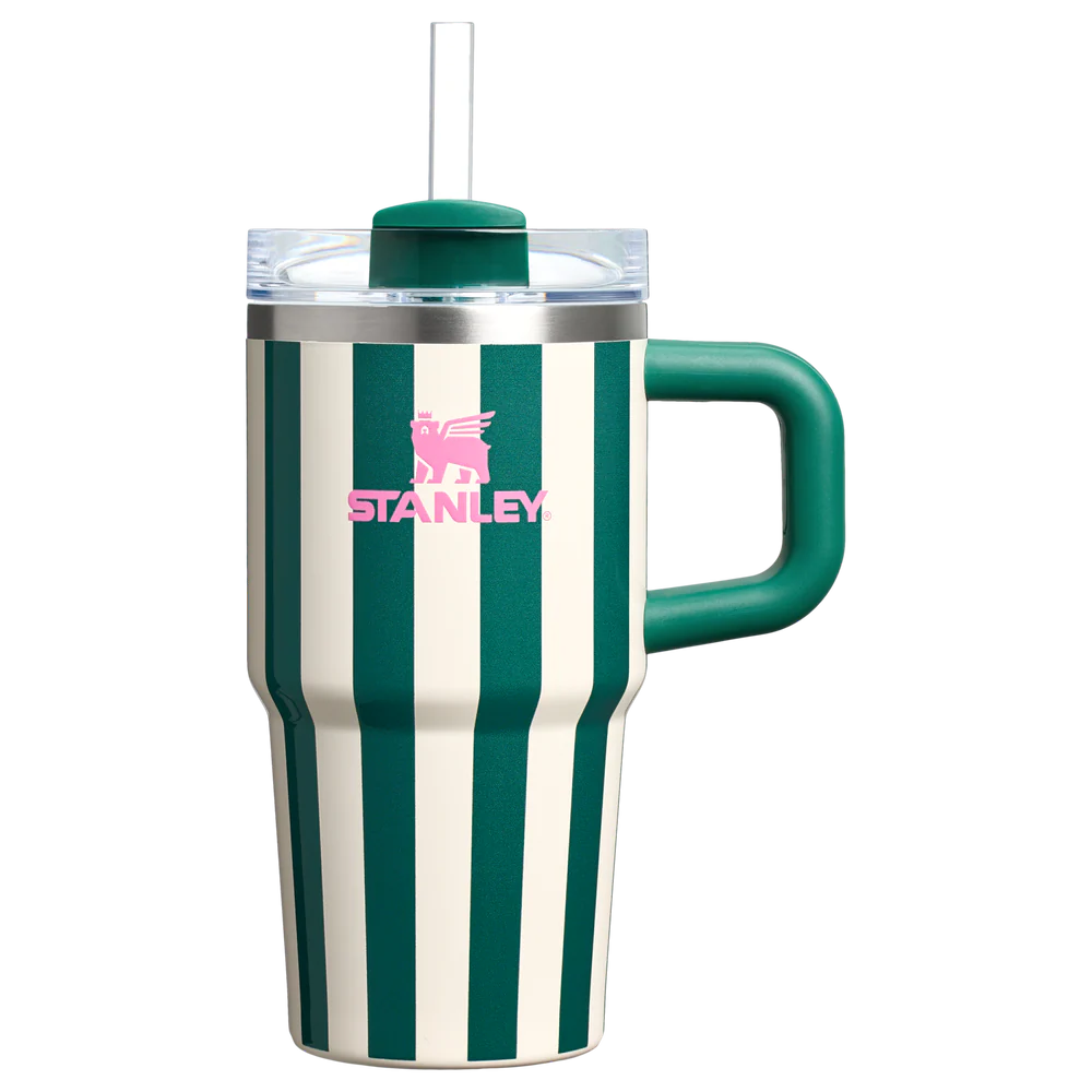 Mini Stanley Quencher H2.0 Tumbler 20 oz - Cabana Stripes Emerald