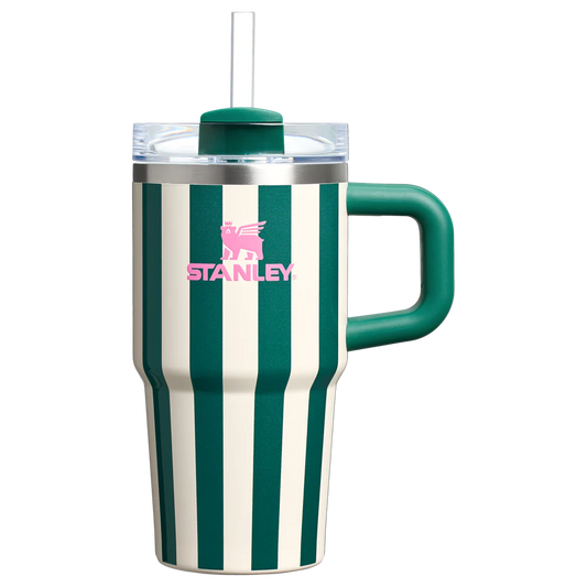 Mini Stanley Quencher H2.0 Tumbler 20 oz - Cabana Stripes Emerald