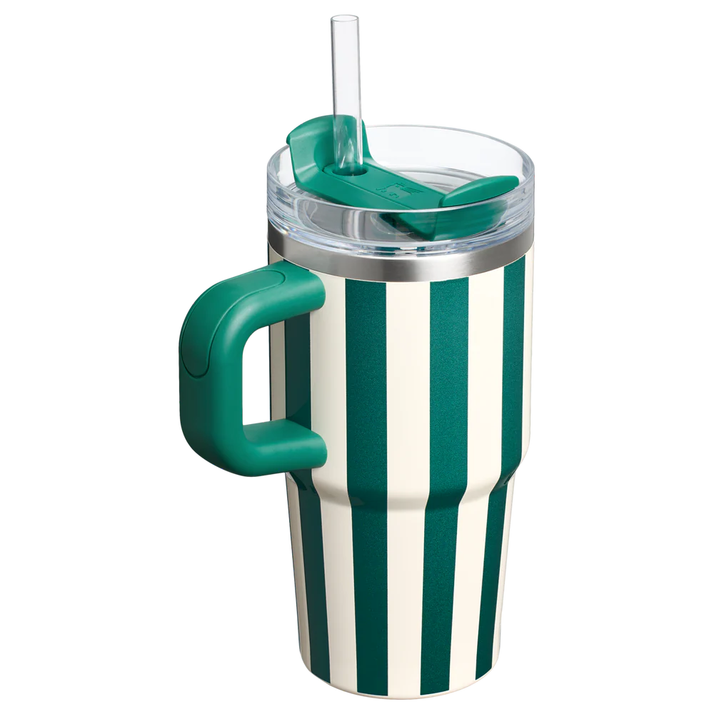 Mini Stanley Quencher H2.0 Tumbler 20 oz - Cabana Stripes Emerald