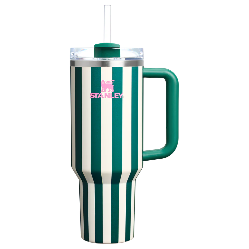 Stanley Quencher H2.0 Tumbler 40 oz - Cabana Stripes Emerald