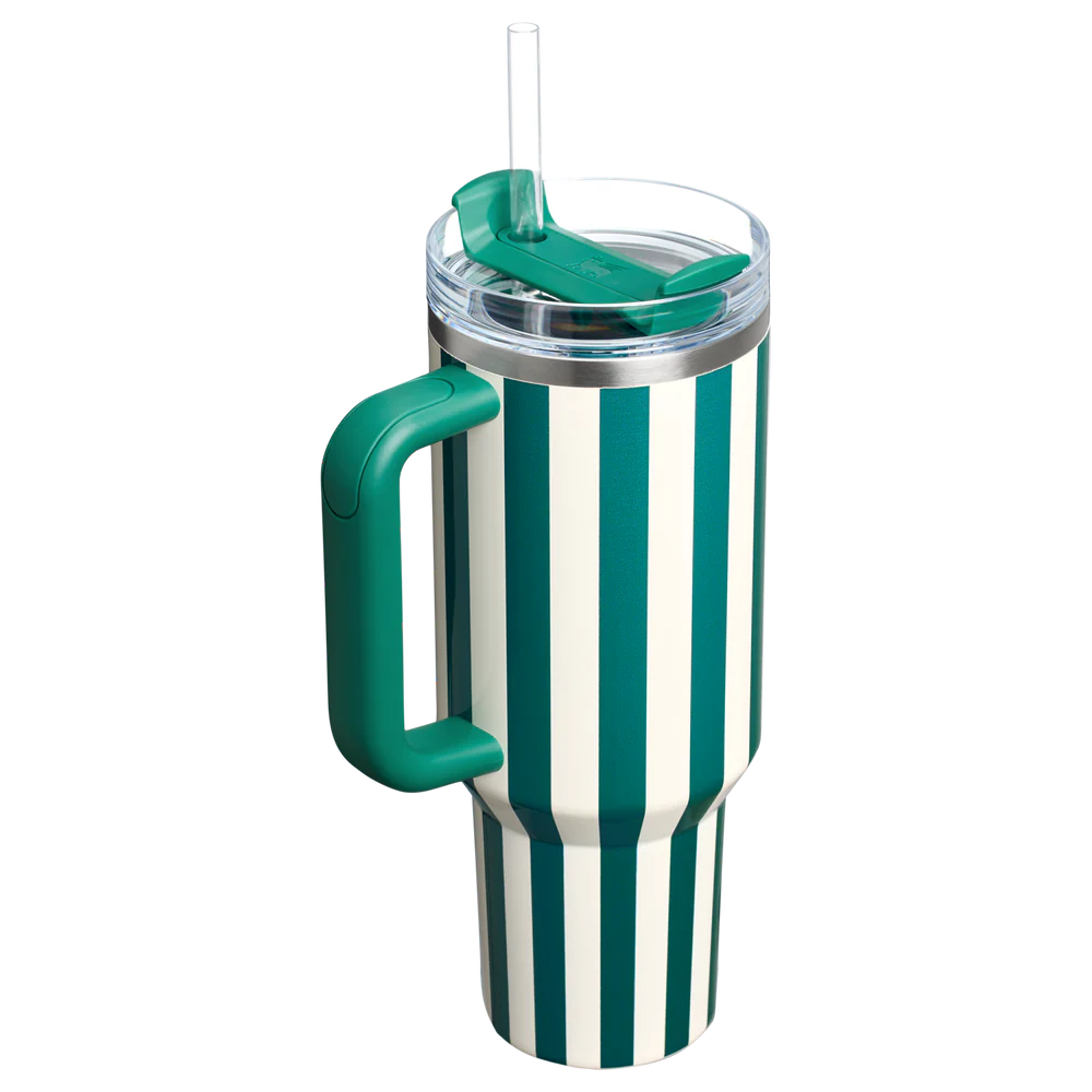 Stanley Quencher H2.0 Tumbler 40 oz - Cabana Stripes Emerald