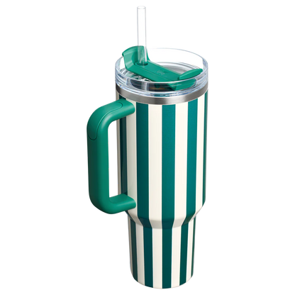Stanley Quencher H2.0 Tumbler 40 oz - Cabana Stripes Emerald