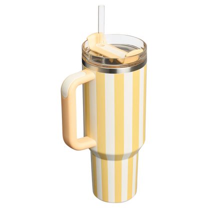 Stanley Quencher H2.0 Tumbler 40 oz - Cabana Stripes Butter
