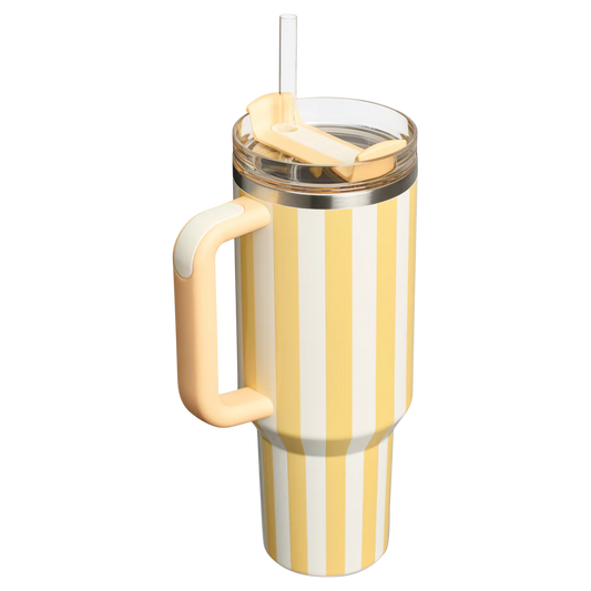 Stanley Quencher H2.0 Tumbler 40 oz - Cabana Stripes Butter