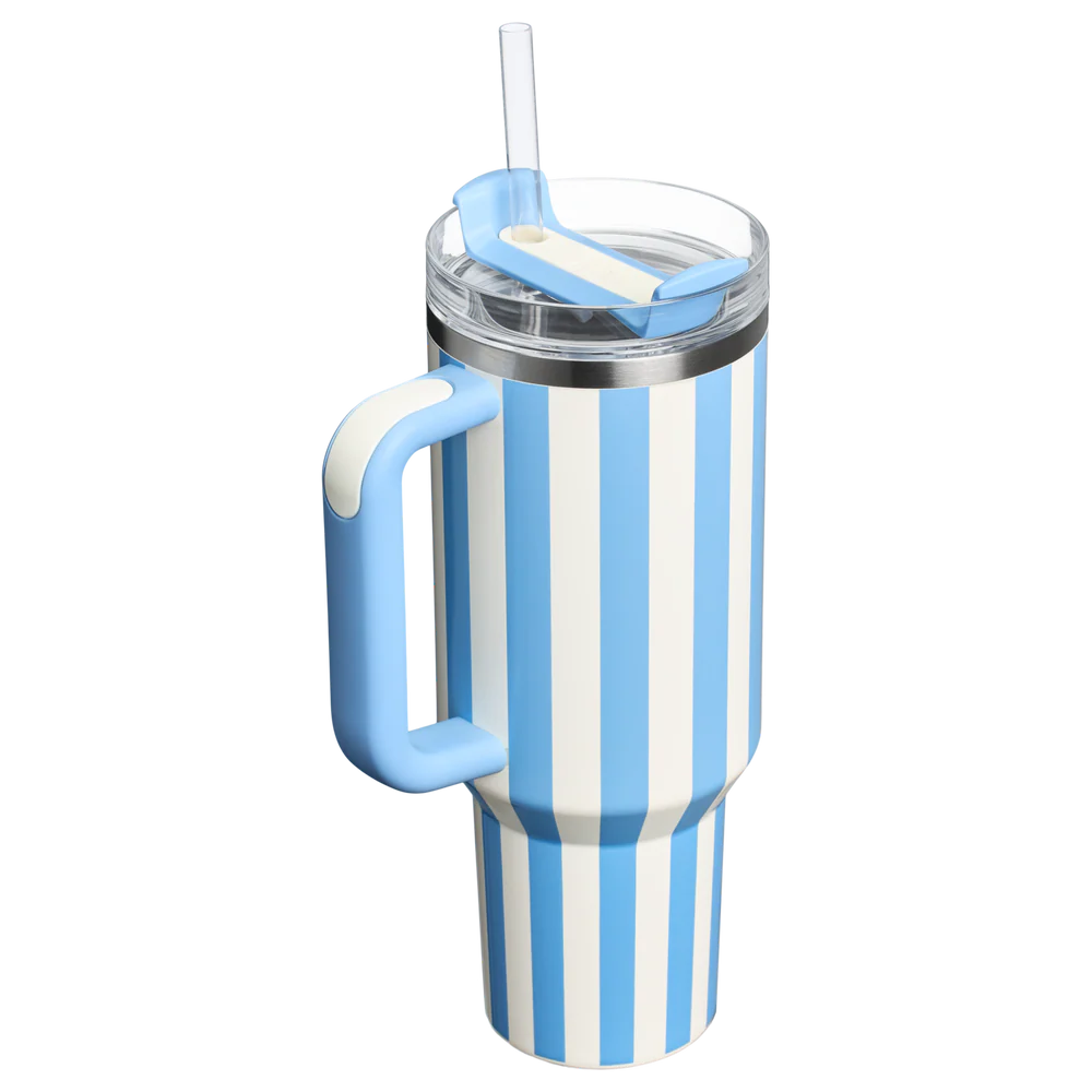 Stanley Quencher H2.0 Tumbler 40 oz - Cabana Stripes Cornflower