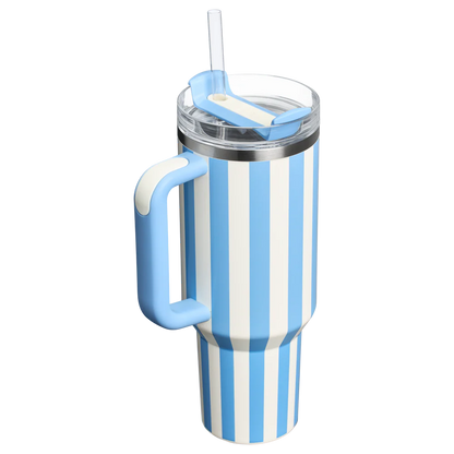 Stanley Quencher H2.0 Tumbler 40 oz - Cabana Stripes Cornflower