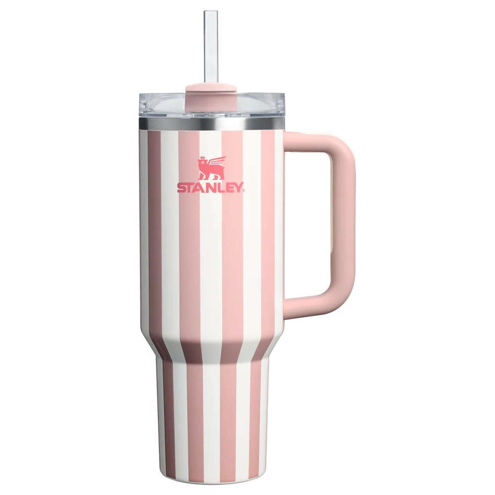 Stanley Quencher H2.0 Tumbler 40 oz - Cabana Stripes Peach Whip