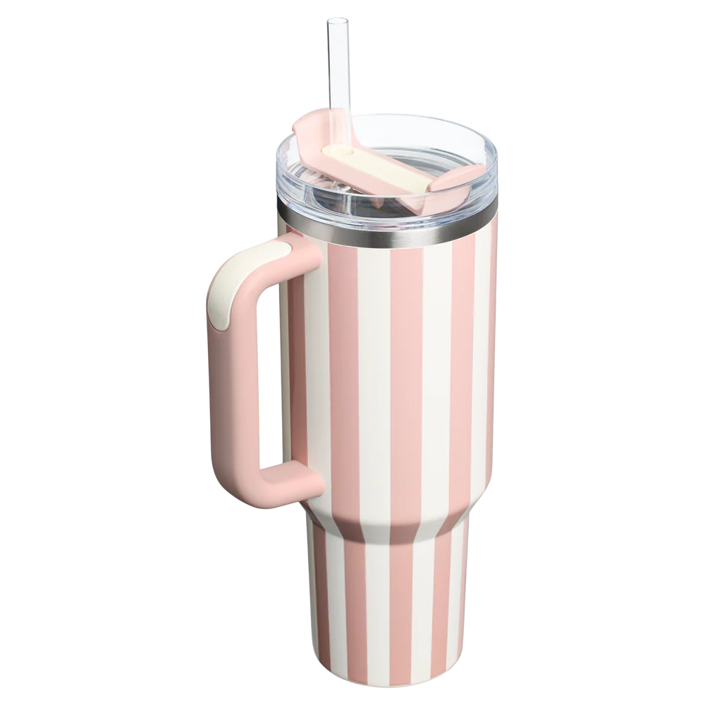 Stanley Quencher H2.0 Tumbler 40 oz - Cabana Stripes Peach Whip