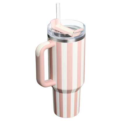 Stanley Quencher H2.0 Tumbler 40 oz - Cabana Stripes Peach Whip