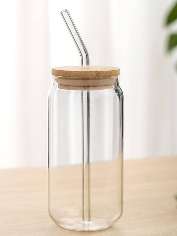 Glass Tumbler with Lid & Straw