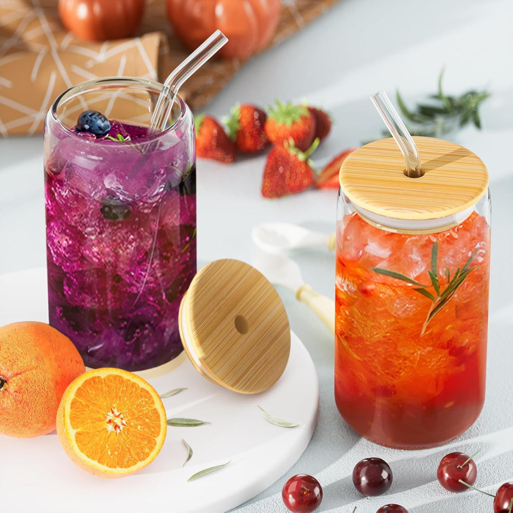 Glass Tumbler with Lid & Straw