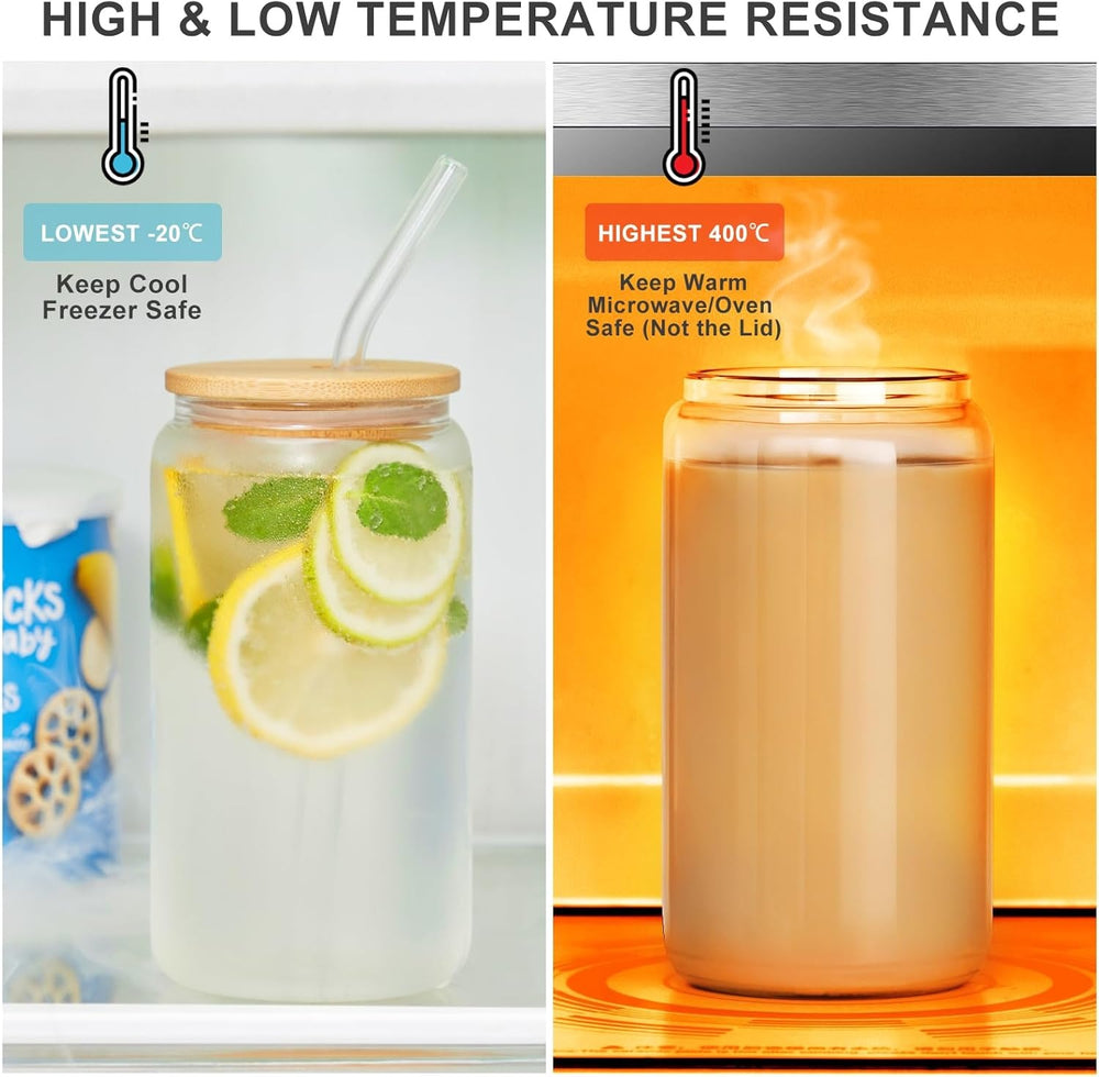 Glass Tumbler with Lid & Straw