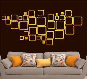 Geometric Rectangle DIY Acrylic Mirror Wall Sticker Golden