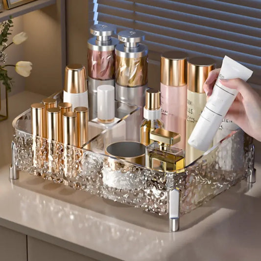 Elegant Acrylic Desktop Wave Pattern Cosmetic Organizer